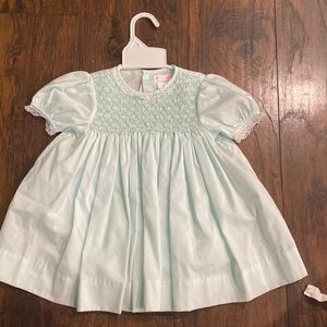 Teal smocked dress 9 mo